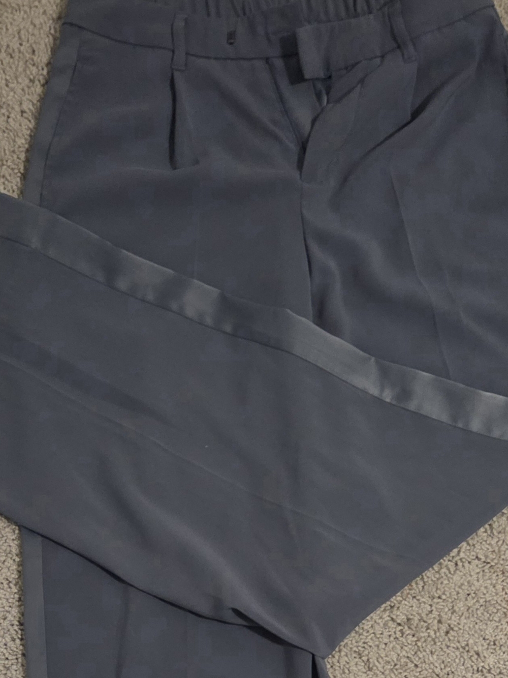 Blue/Grey Women's Wide Leg Trouser Relaxed Flowy Dress Pant - Picture 7 of 8